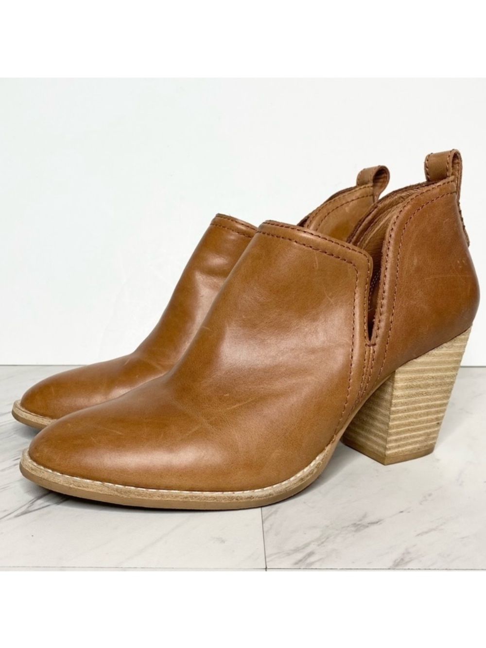 Jeffrey Campbell Rosalee Brown Leather Heeled Bootie 9.5